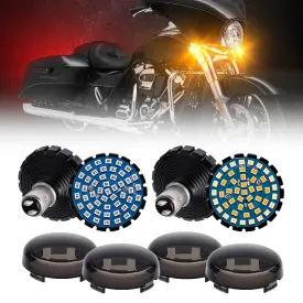 2'' Front LED Turn Signal & Running Light and Rear LED Brake Light With Dual Contact 1157 Base   Bracket Combo