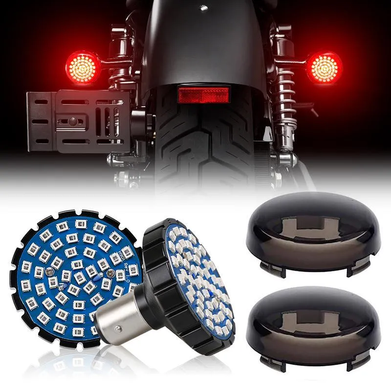 2'' Front LED Turn Signal & Running Light and Rear LED Brake Light With Dual Contact 1157 Base   Bracket Combo