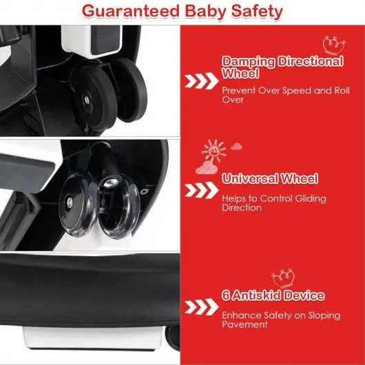2-in-1 Foldable Baby Walker with Music Player & Lights-Black