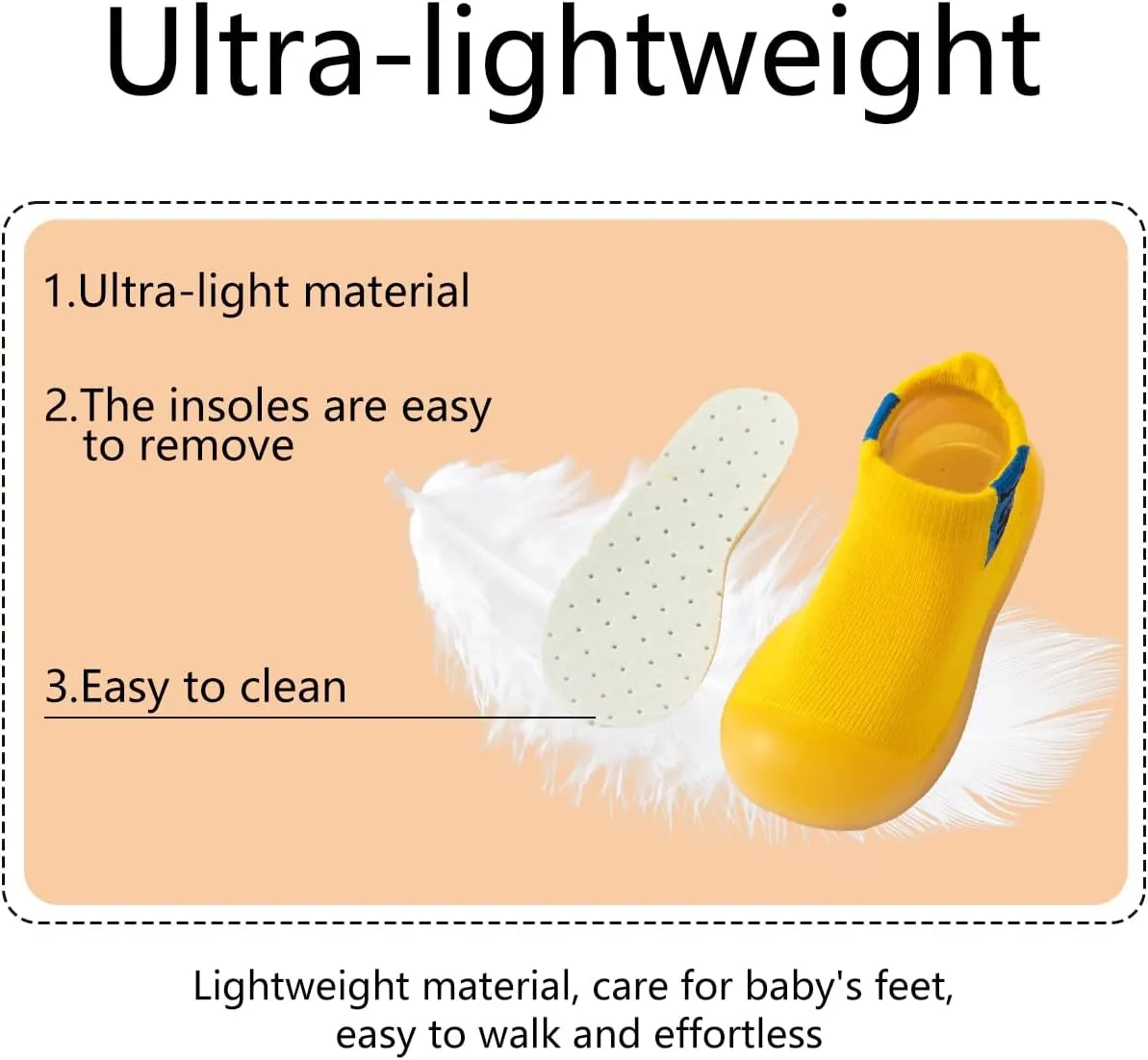 Baby Sock Shoes Boys Girls First Walking Shoes Non Slip Lightweight Toddler Infant Indoor Outdoor
