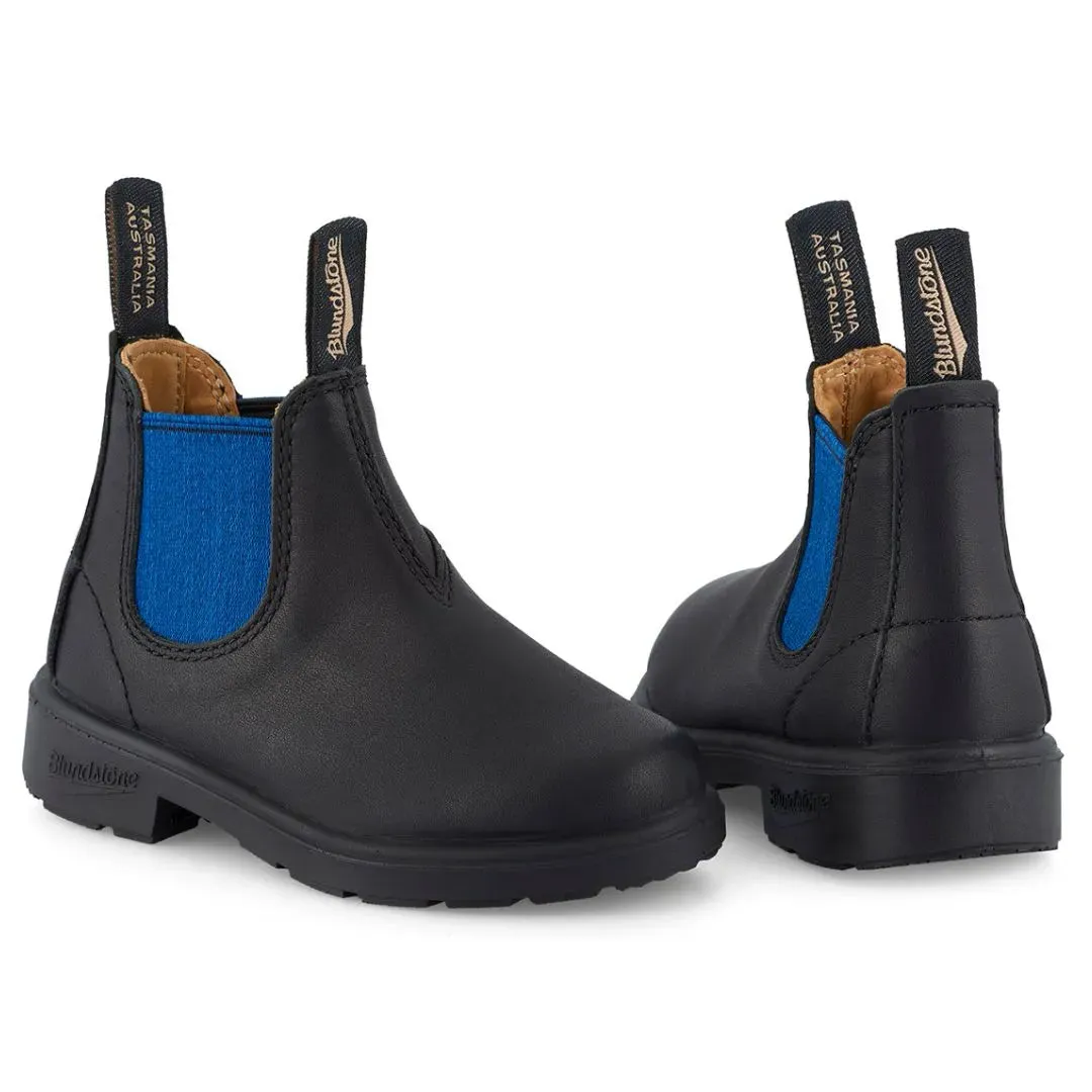 Blundstone 580 Kids Black Blue Slip On Chelsea Ankle Boots