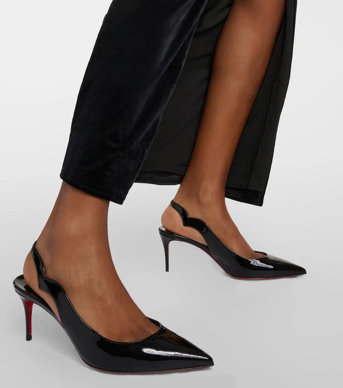 Christian Louboutin hot chick patent leather slingback heels, black