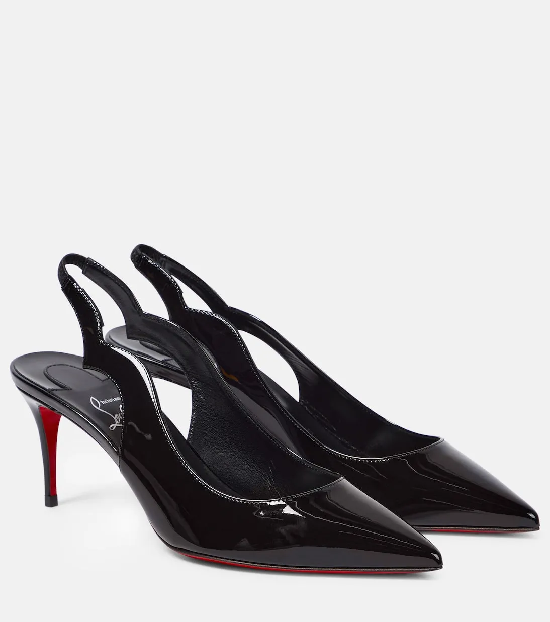 Christian Louboutin hot chick patent leather slingback heels, black
