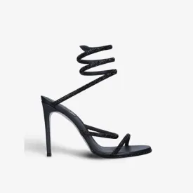 Cleo heeled sandals in leather with crystals by Rene Caovilla, black