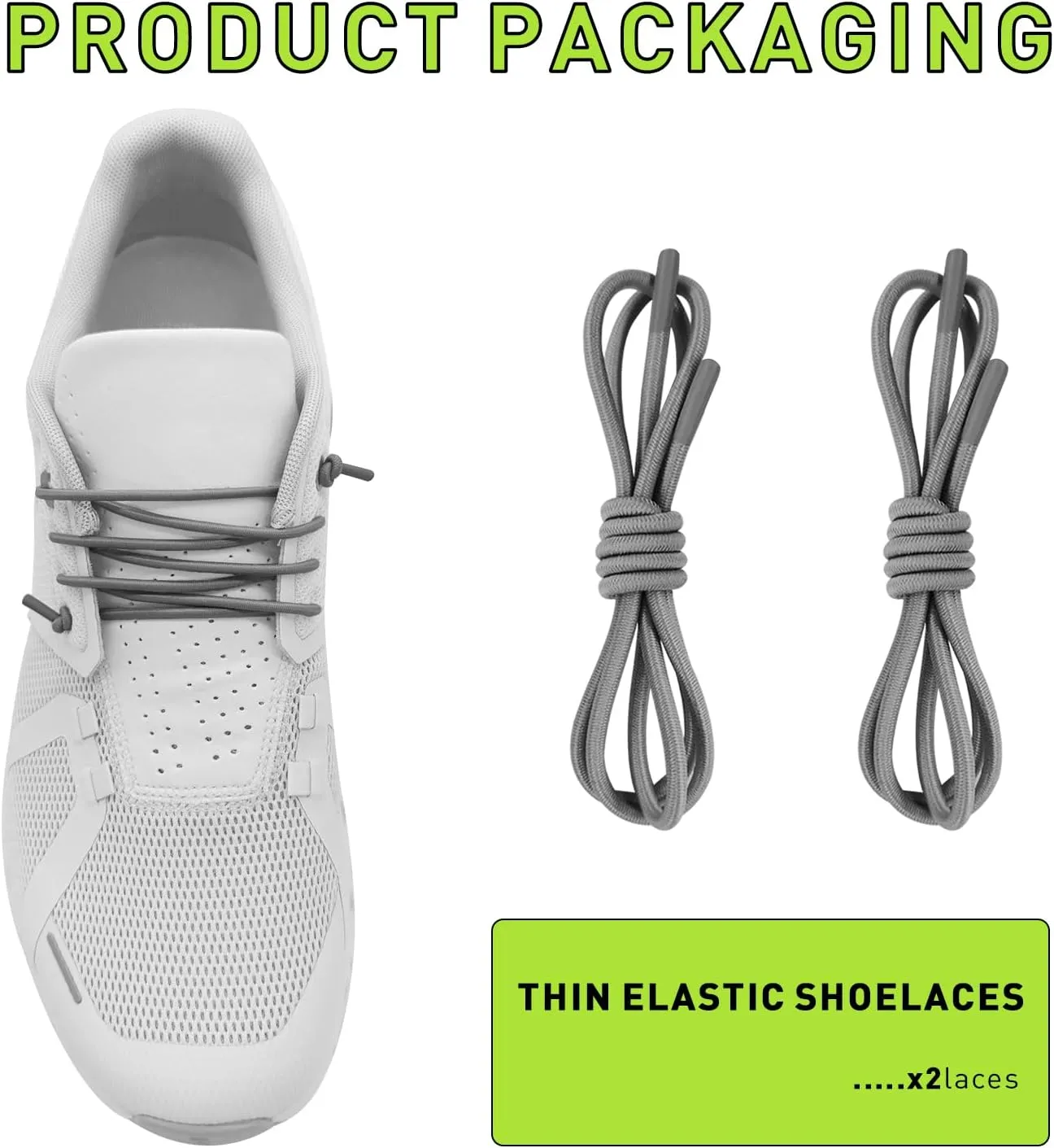 Elastic Shoelaces for On Cloud Sneakers, 1/10" (2.5mm) Stretchy Round Bungee Strings Replacement Speed Laces
