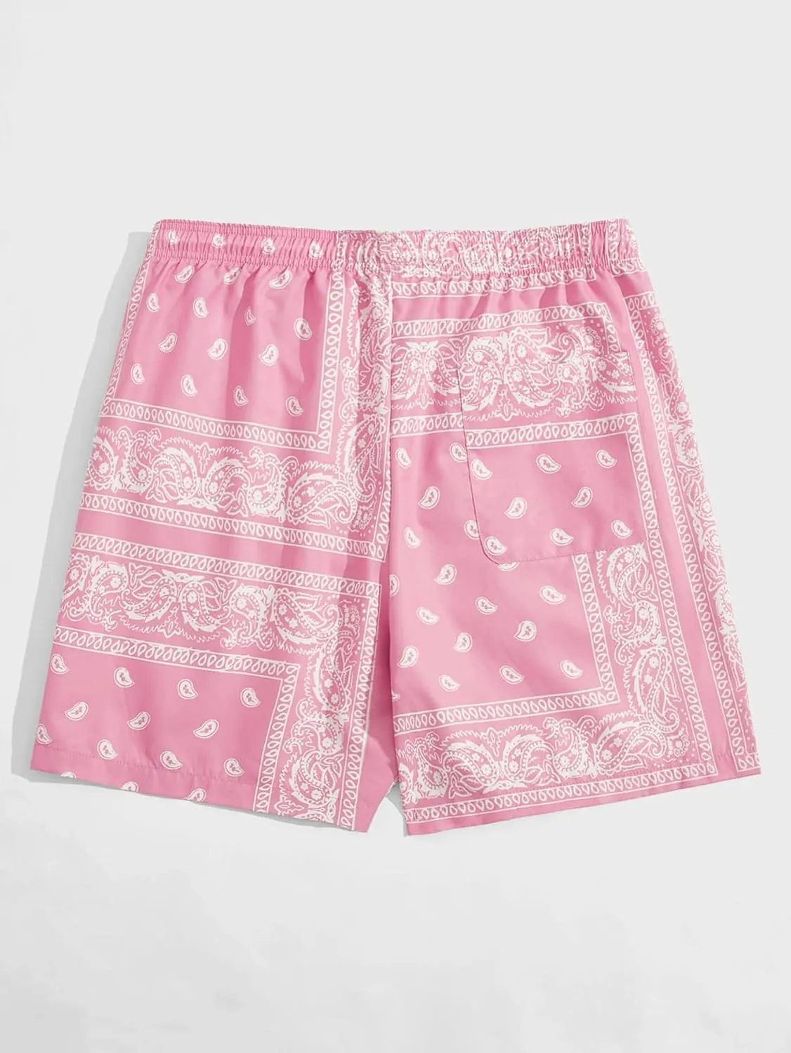 Floerns Men's Boho Paisley Graphic Print Drawstring Waist Essentials Summer Bandana Shorts with Pocket