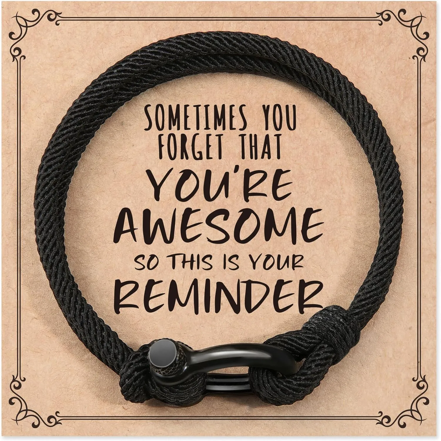 Jewelry&Card Gifts for Men Teen Boys, Sometimes You Forget You're Awesome Bracelets, Bracelets for Teen Boys, Christmas Birthday Inspirational Gifts for Dad Son Boyfriend Husband Friends