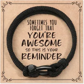 Jewelry&Card Gifts for Men Teen Boys, Sometimes You Forget You're Awesome Bracelets, Bracelets for Teen Boys, Christmas Birthday Inspirational Gifts for Dad Son Boyfriend Husband Friends