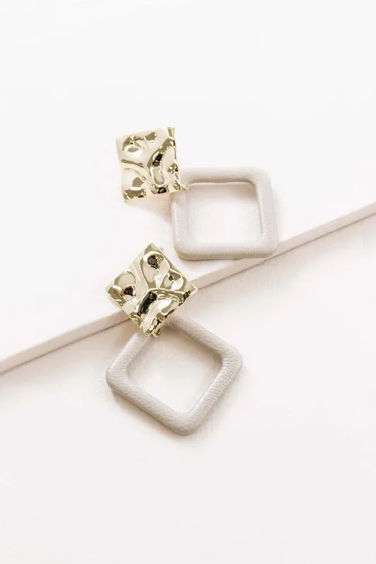 Leatherette and Metal Drop Earrings