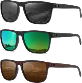 MASDUN Polarized Sunglasses for Men and Women Square Sun glasses UV Protection For Driving Fishing Golf (3 Pack)