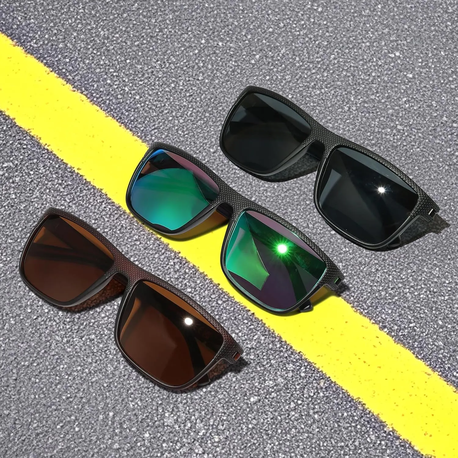 MASDUN Polarized Sunglasses for Men and Women Square Sun glasses UV Protection For Driving Fishing Golf (3 Pack)