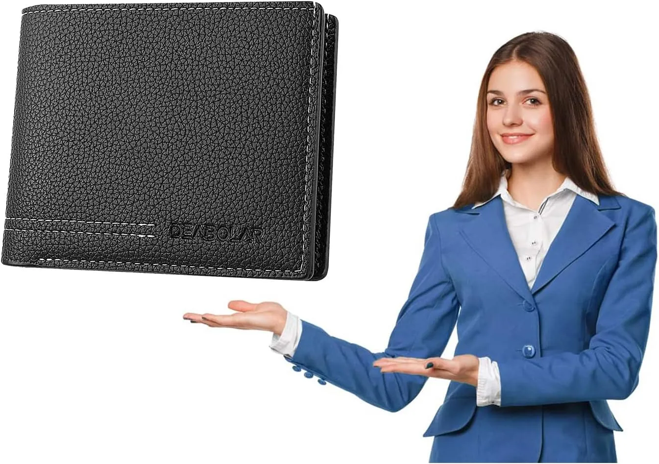 Men Wallet Black PU Material 4 Card Holder 2 Money Pockets 3 Clear Window Suitable for Gifts without RFID Slim Small for Traveling