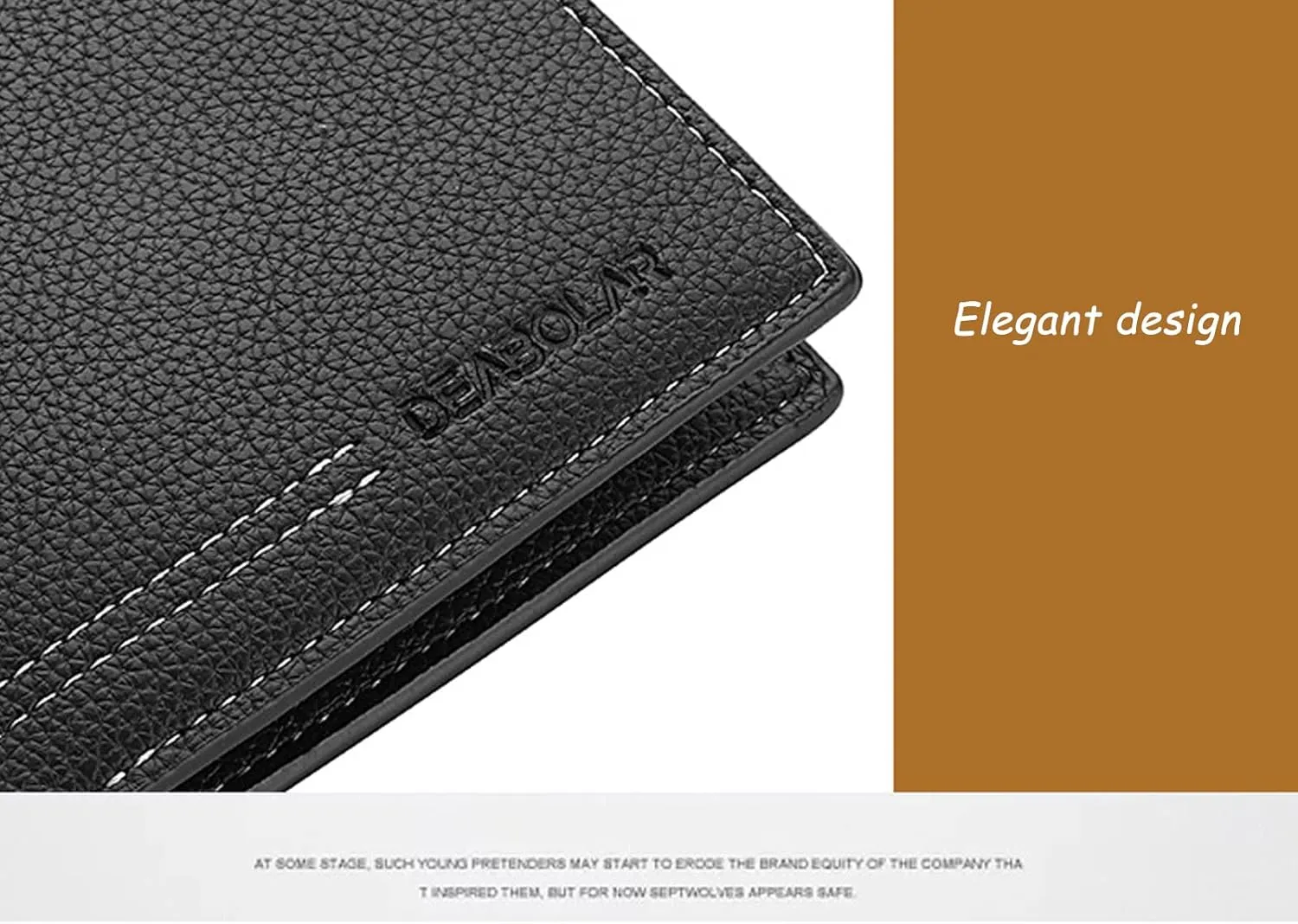 Men Wallet Black PU Material 4 Card Holder 2 Money Pockets 3 Clear Window Suitable for Gifts without RFID Slim Small for Traveling