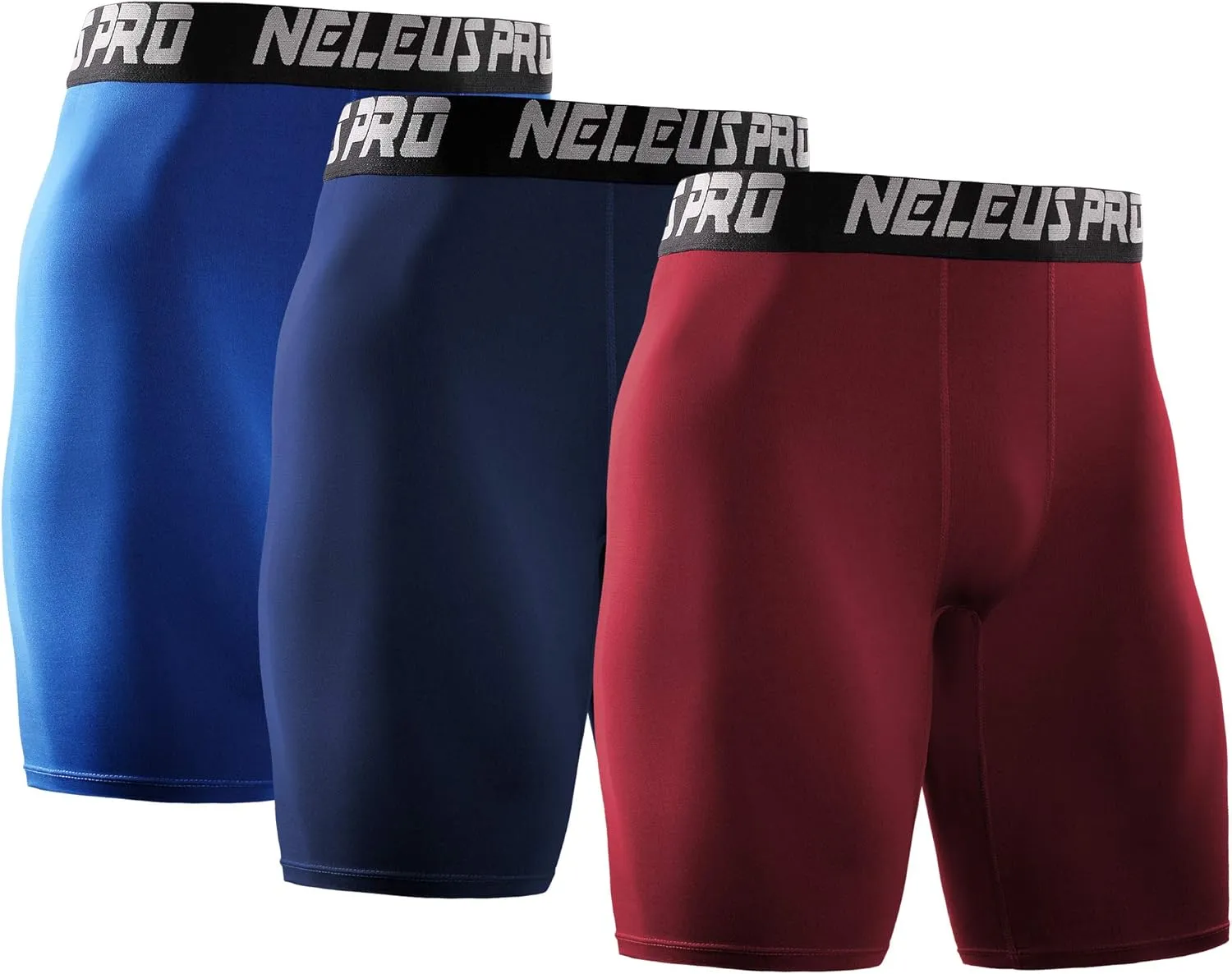 NELEUS Men's 3 Pack Performance Compression Shorts