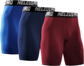 NELEUS Men's 3 Pack Performance Compression Shorts