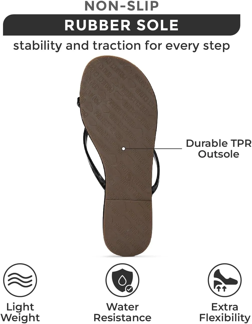 Project Cloud Flip Flops for Women - Memory Foam Flats Summer Sandals for Women 2025 - Vegan Leather Lightweight Womens Sandals Summer Beach Essentials Slides