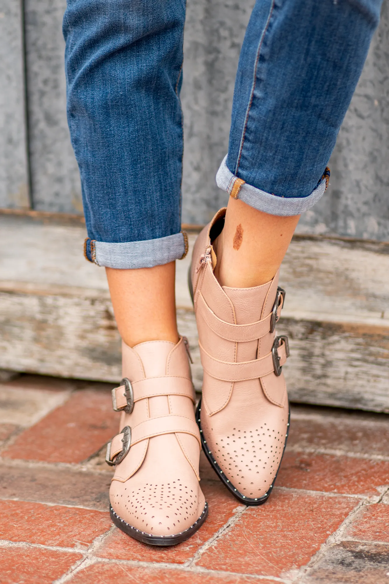 Wasco Double Buckle Studded Western Bootie