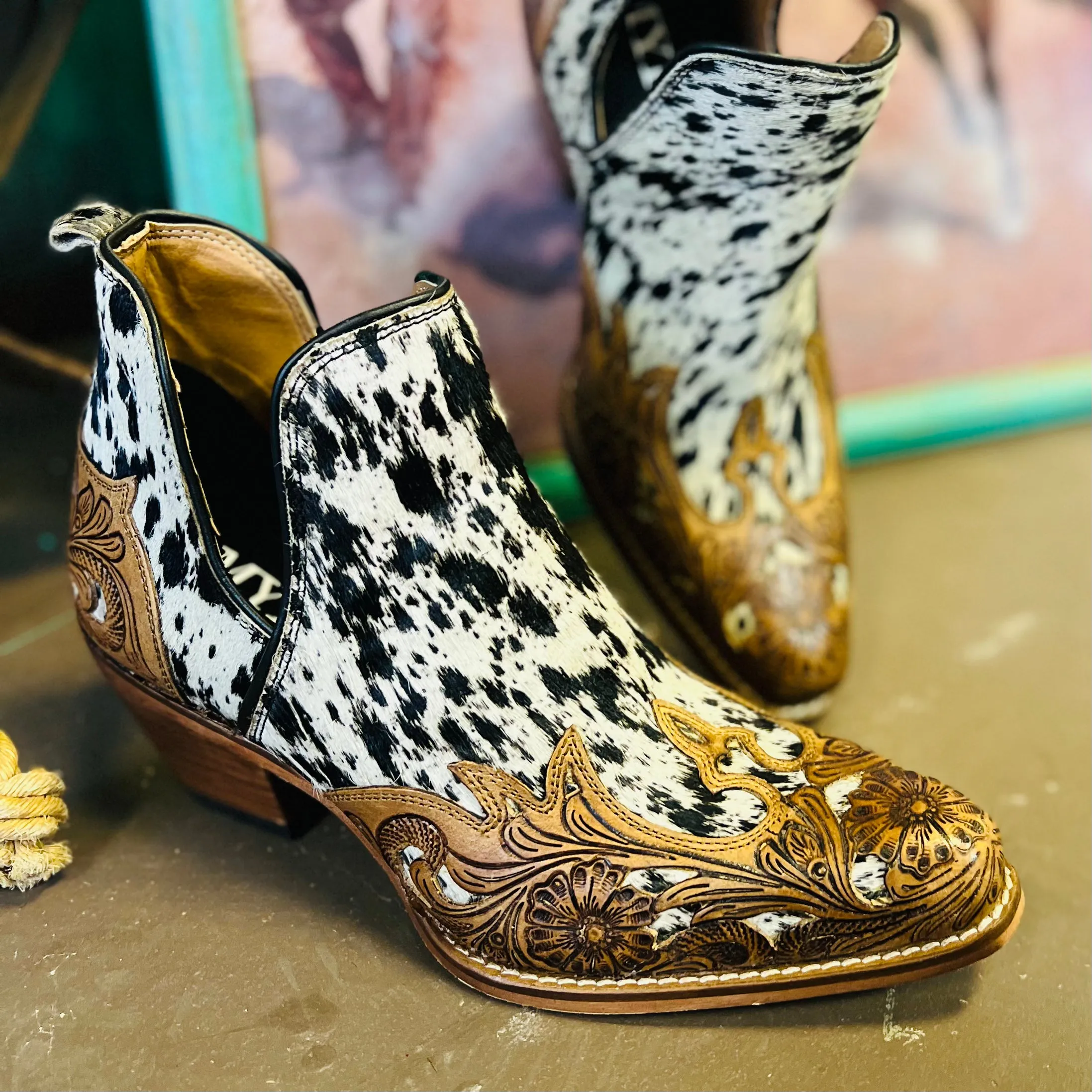 West Street Hand Tooled Western Booties