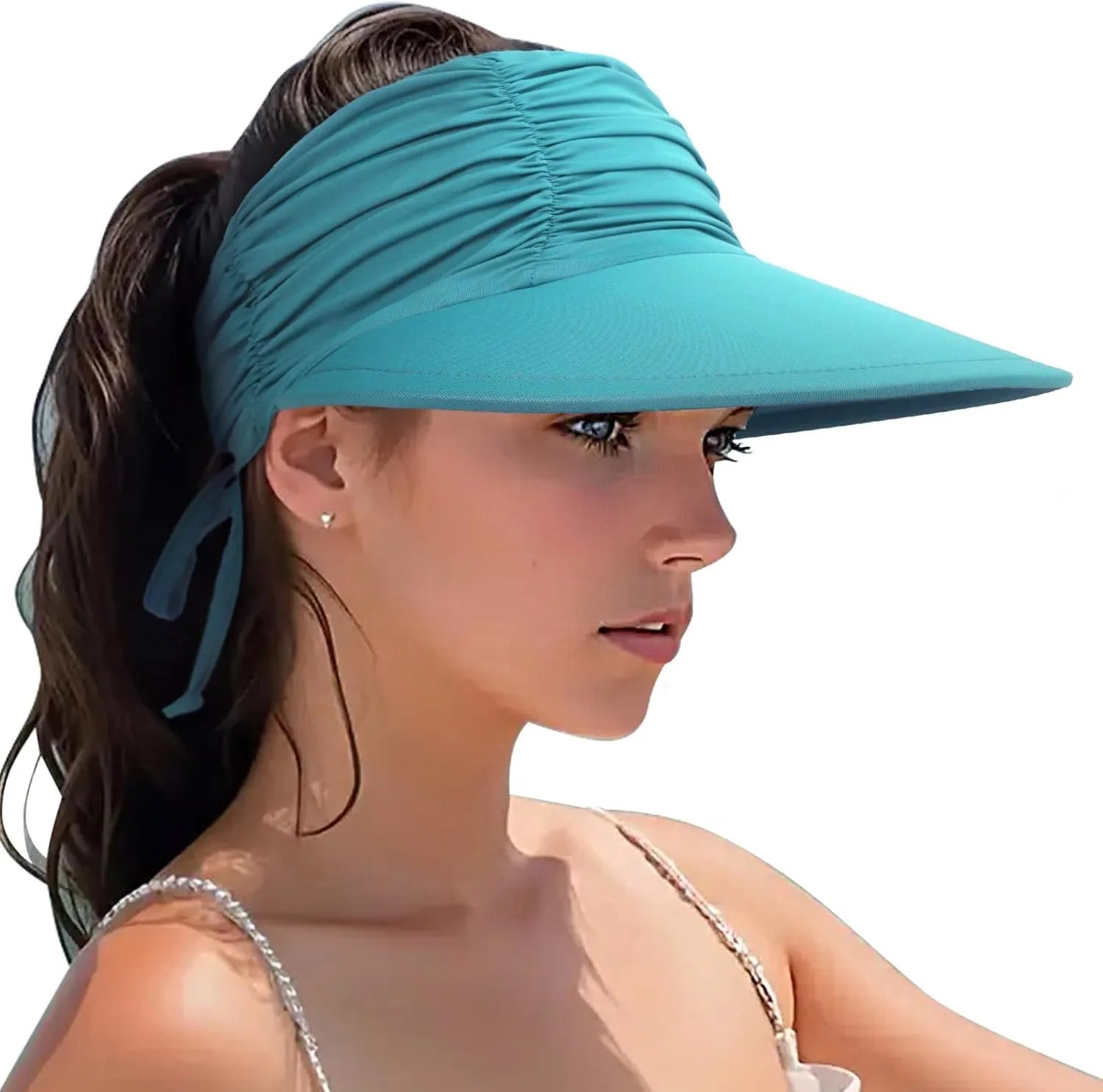 Women Visor Sun Hat Adjustable Foldable Wide Brim Sun Hats Summer UPF 50  UV Protection Visor Cap for Outdoor Beach